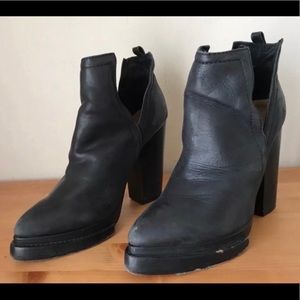 Jeffrey Campbell black leather platform booties